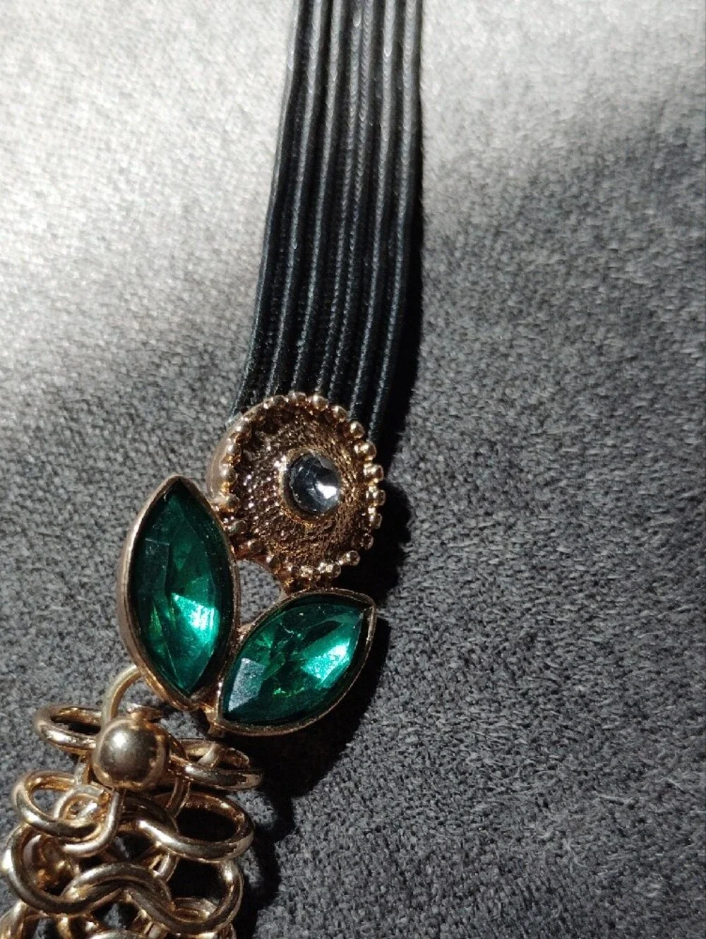 Gold Tone Hair Jewelry Accesory with Pink and Green Stones